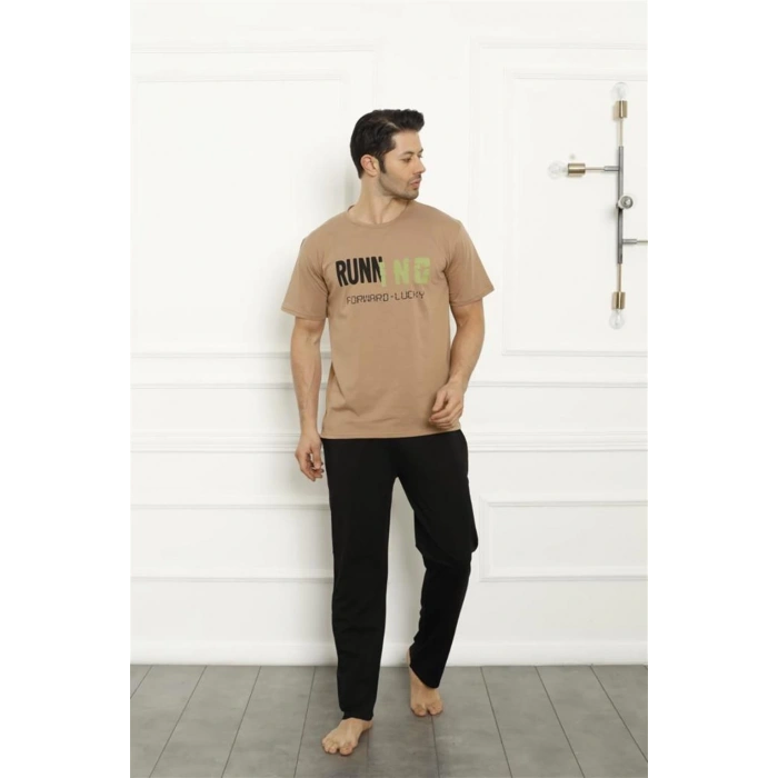 Moda Çizgi Baba Oğul Bej Aile Pijama Takım Ayrı Ayrı Satılır 50102