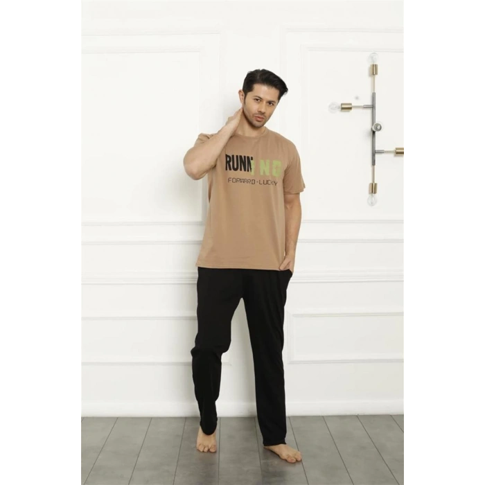 Moda Çizgi Baba Oğul Bej Aile Pijama Takım Ayrı Ayrı Satılır 50102
