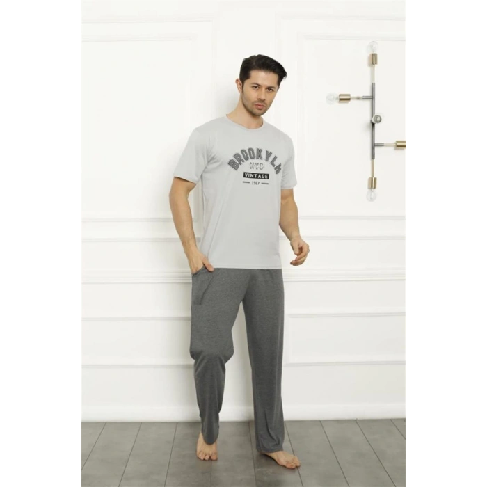 Moda Çizgi Baba Oğul Gri Aile Pijama Takım Ayrı Ayrı Satılır 50102