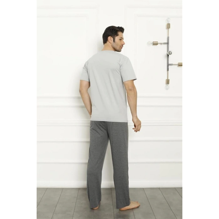 Moda Çizgi Baba Oğul Gri Aile Pijama Takım Ayrı Ayrı Satılır 50102