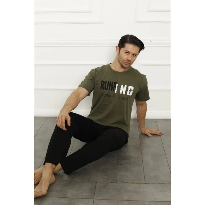 Moda Çizgi Baba Oğul Haki Aile Pijama Takım Ayrı Ayrı Satılır 50102