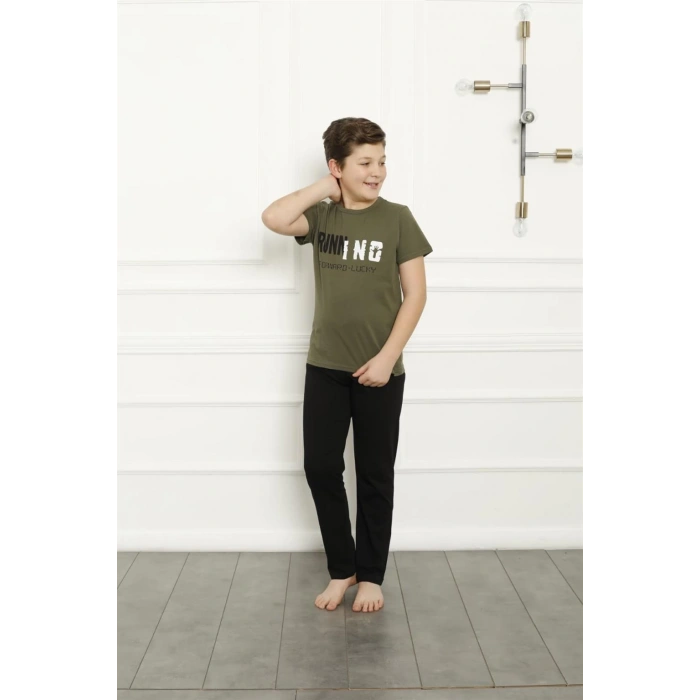 Moda Çizgi Baba Oğul Haki Aile Pijama Takım Ayrı Ayrı Satılır 50102