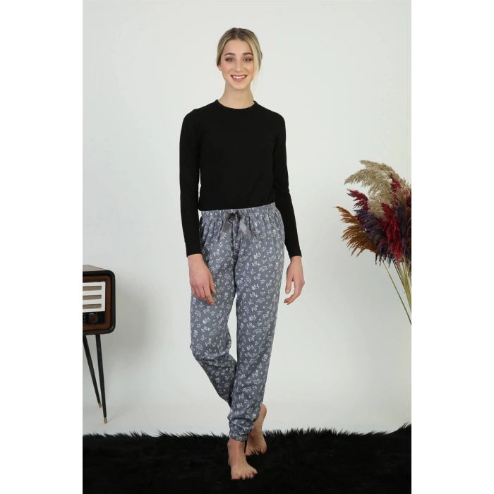 Moda Çizgi Bayan %100 Pamuk Penye Tek Alt Pijama 27292