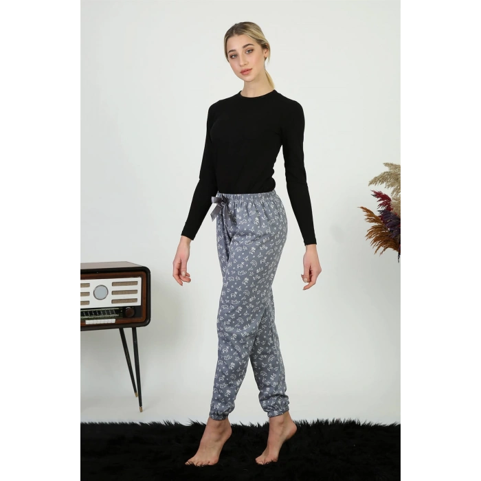 Moda Çizgi Bayan %100 Pamuk Penye Tek Alt Pijama 27292