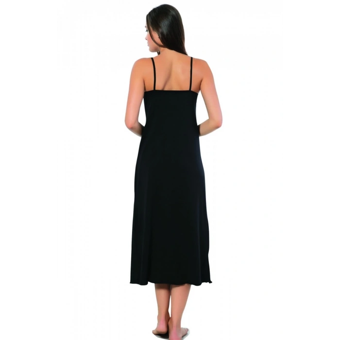 Moda Çizgi Bayan İp Askılı Uzun Gecelik 901