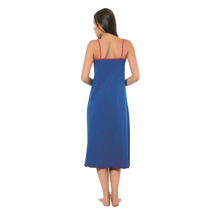 Moda Çizgi Bayan İp Askılı Uzun Gecelik 905