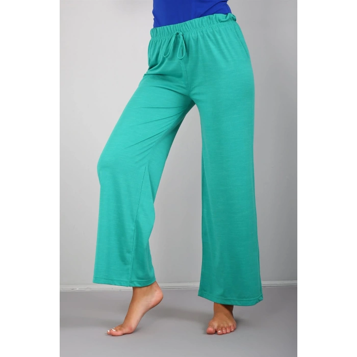 Moda Çizgi Bayan Penye Bol Paça Pantolon 210036