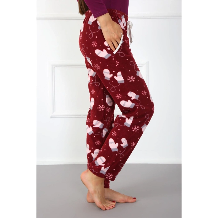 Moda Çizgi Bayan Welsoft Polar Tek Alt Pijama 210052