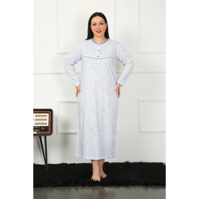 Moda Çizgi Big Uzun Kol Petrol Anne Gecelik 1359