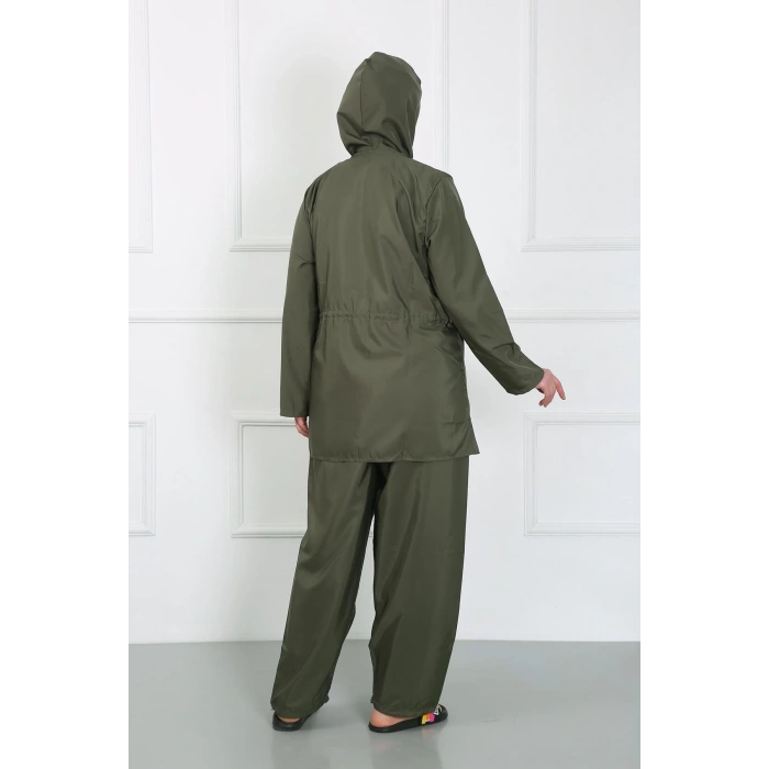 Moda Çizgi Büyük Beden Tesettür Büyük Mayo Haki 44010