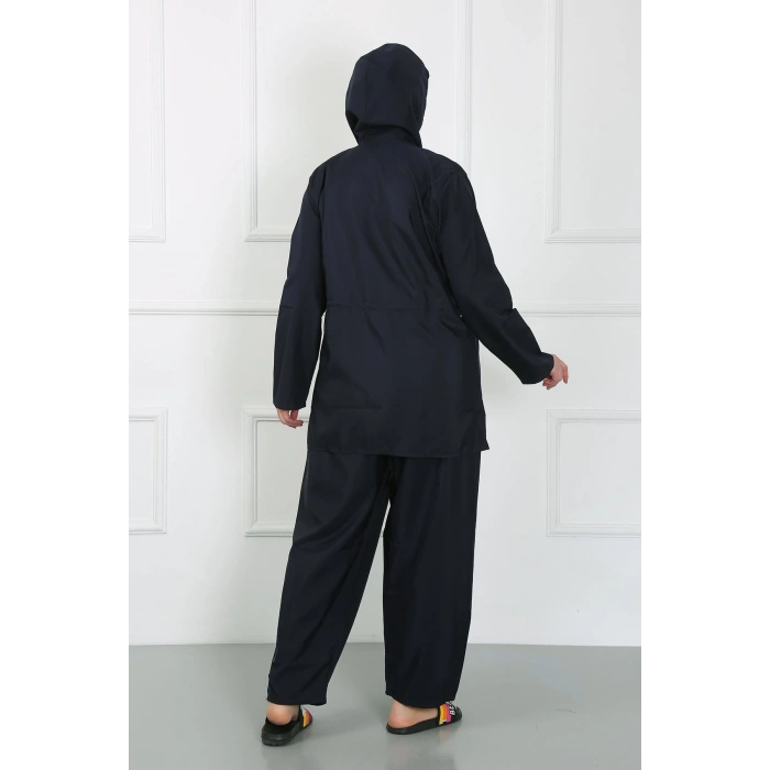 Moda Çizgi Büyük Beden Tesettür Büyük Mayo Lacivert 44010