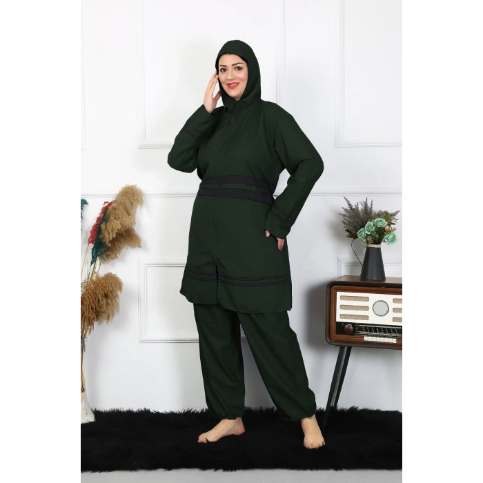 Moda Çizgi Büyük Beden Tesettür Mayo 60-62-64-66 Beden Haki 55015