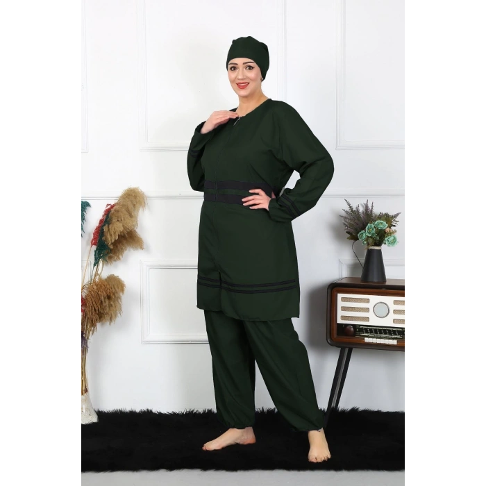 Moda Çizgi Büyük Beden Tesettür Mayo 60-62-64-66 Beden Haki 55015