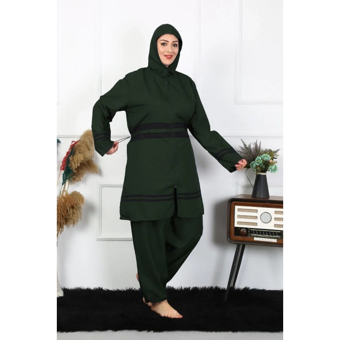 Moda Çizgi Büyük Beden Tesettür Mayo 60-62-64-66 Beden Haki 55015