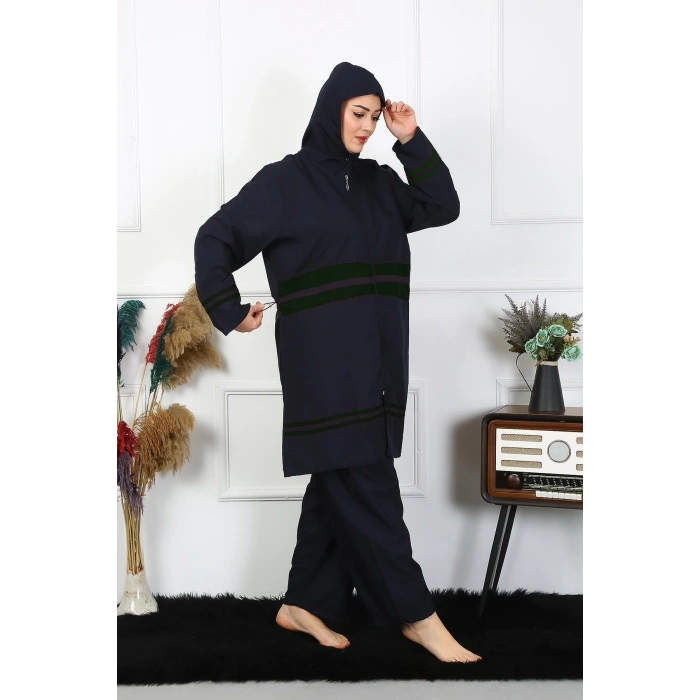 Moda Çizgi Büyük Beden Tesettür Mayo 60-62-64-66 Beden Lacivert 55015