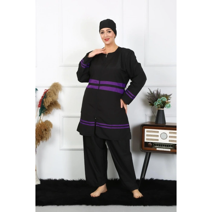 Moda Çizgi Büyük Beden Tesettür Mayo 60-62-64-66 Beden Siyah 55015