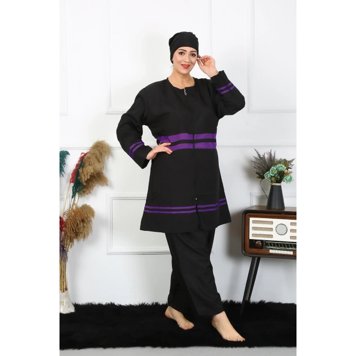 Moda Çizgi Büyük Beden Tesettür Mayo 60-62-64-66 Beden Siyah 55015