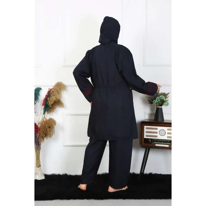 Moda Çizgi Büyük Beden Tesettür Mayo 7XL-8XL-9XL-10XL Lacivert 55010