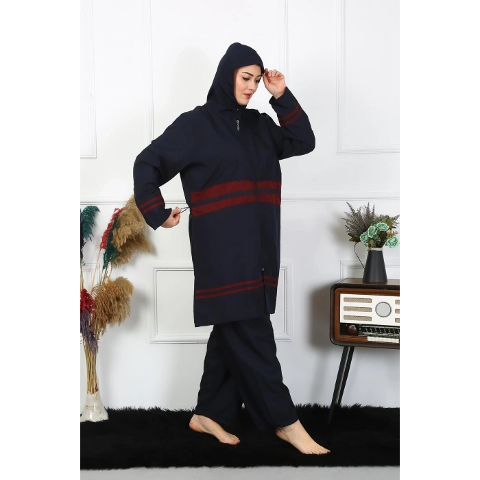 Moda Çizgi Büyük Beden Tesettür Mayo 7XL-8XL-9XL-10XL Lacivert 55010