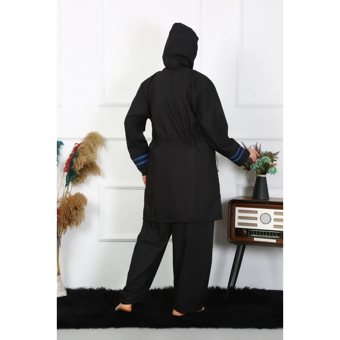 Moda Çizgi Büyük Beden Tesettür Mayo 7XL-8XL-9XL-10XL Siyah 55011