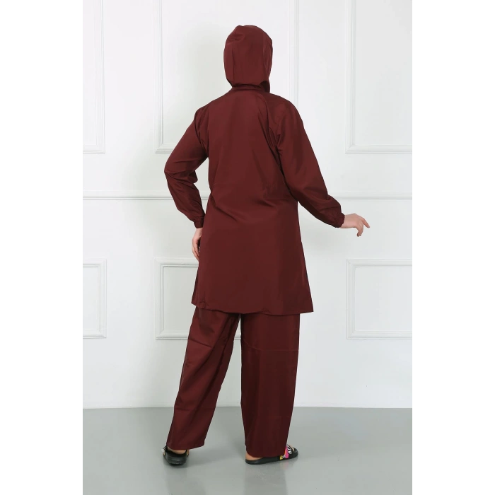 Moda Çizgi Büyük Beden Tesettür Mayo Bordo 44020