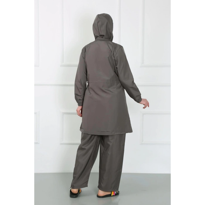 Moda Çizgi Büyük Beden Tesettür Mayo Füme 44020