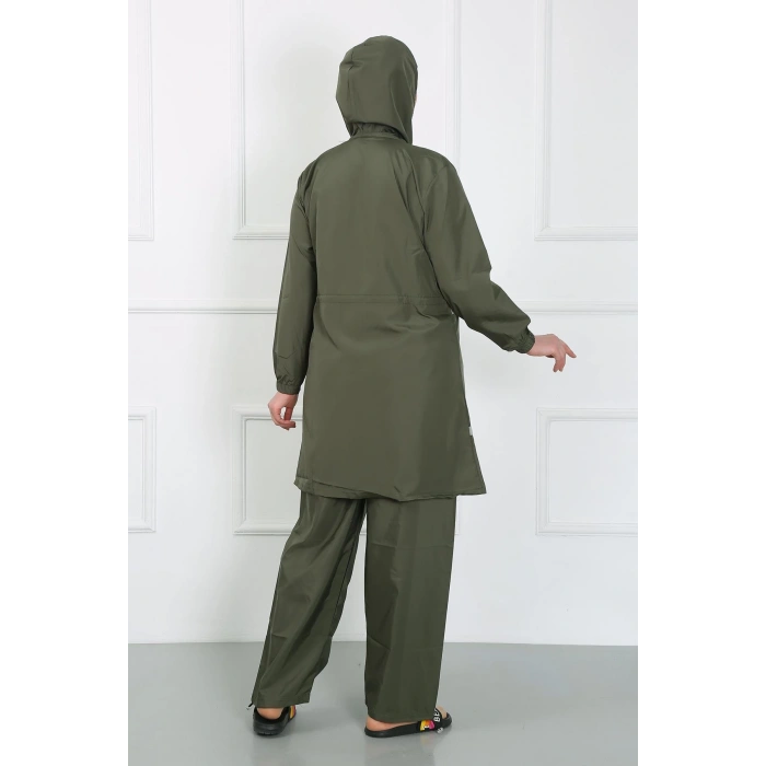 Moda Çizgi Büyük Beden Tesettür Mayo Haki 44020