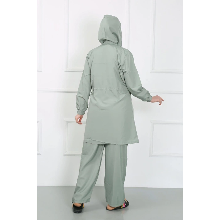 Moda Çizgi Büyük Beden Tesettür Mayo Su Yeşili 44020