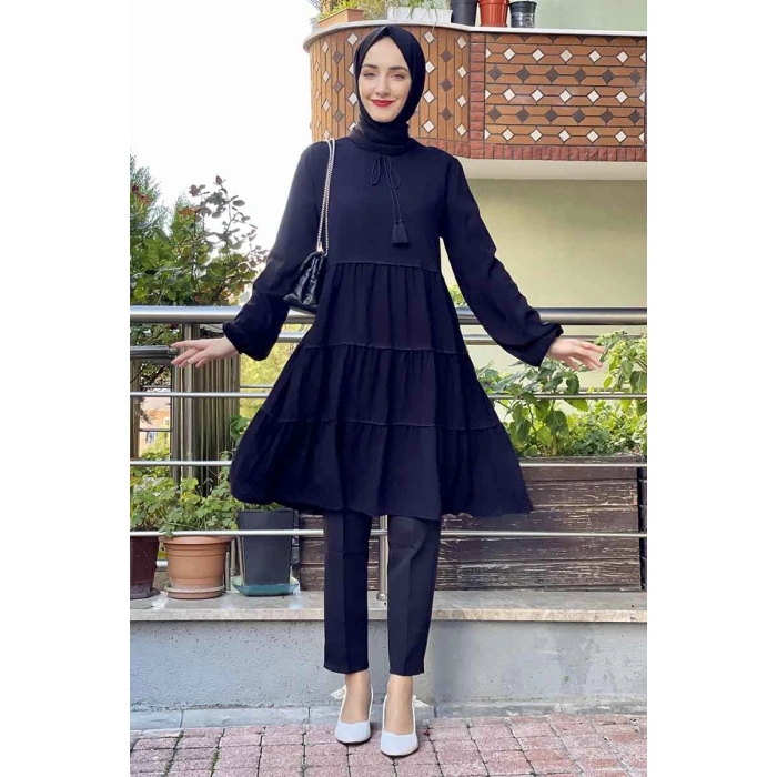 Moda Çizgi Desenli Tunik