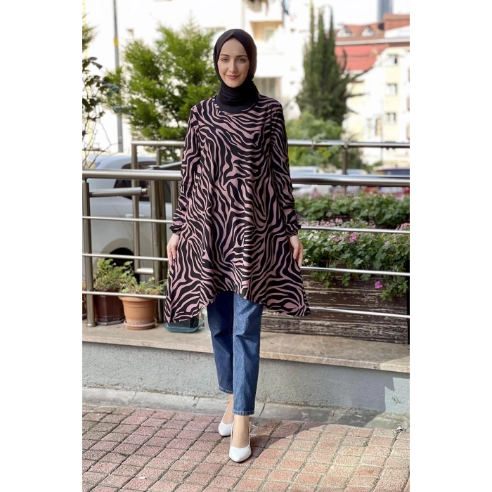 Moda Çizgi Desenli Tunik