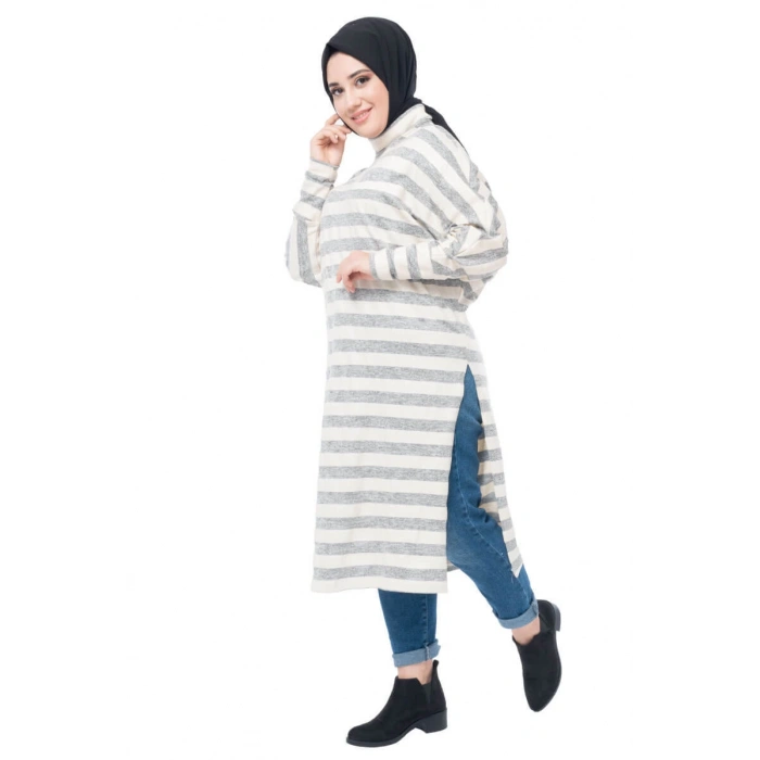 Moda Çizgi Desenli Tunik