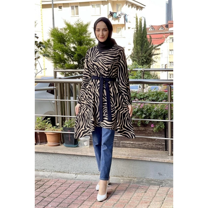 Moda Çizgi Desenli Tunik