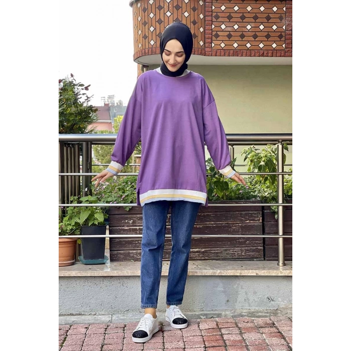 Moda Çizgi Desenli Tunik