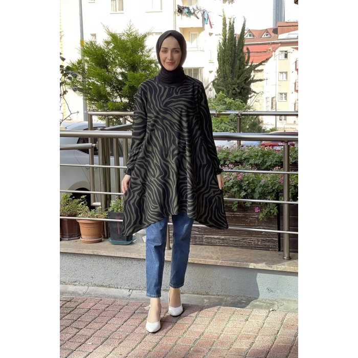 Moda Çizgi Desenli Tunik