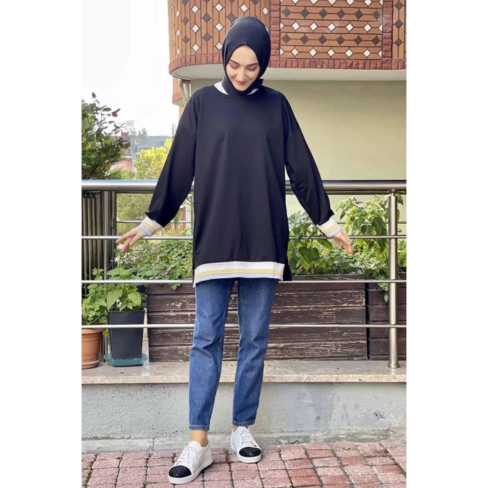 Moda Çizgi Desenli Tunik