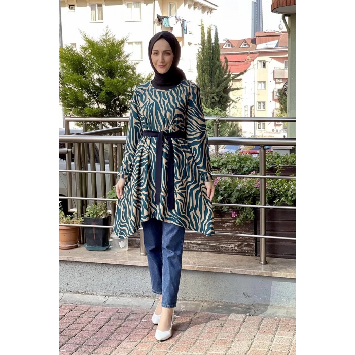 Moda Çizgi Desenli Tunik