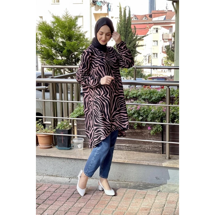 Moda Çizgi Desenli Tunik