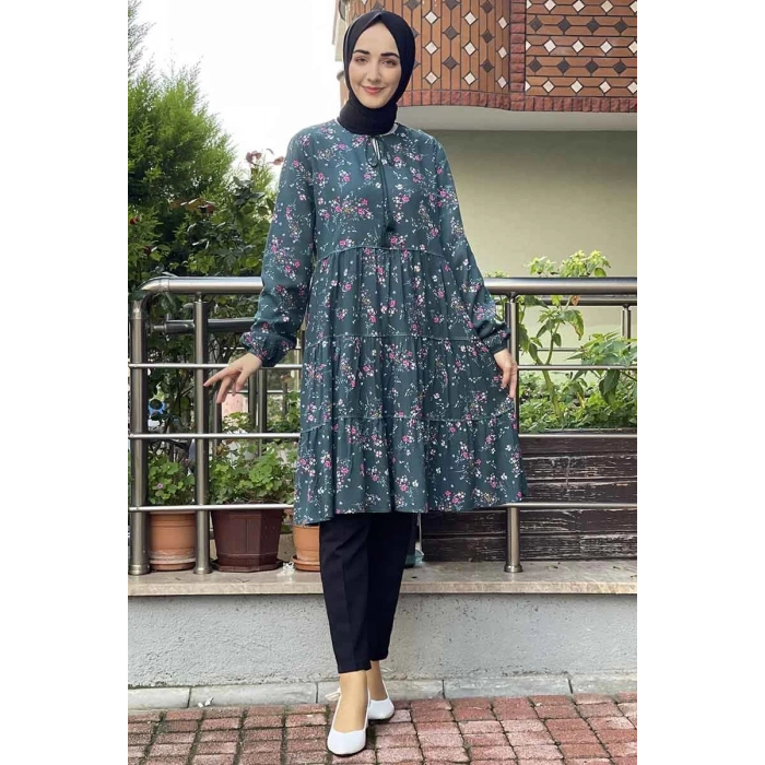 Moda Çizgi Desenli Tunik