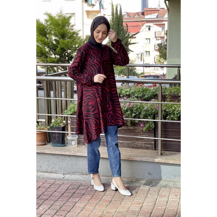 Moda Çizgi Desenli Tunik