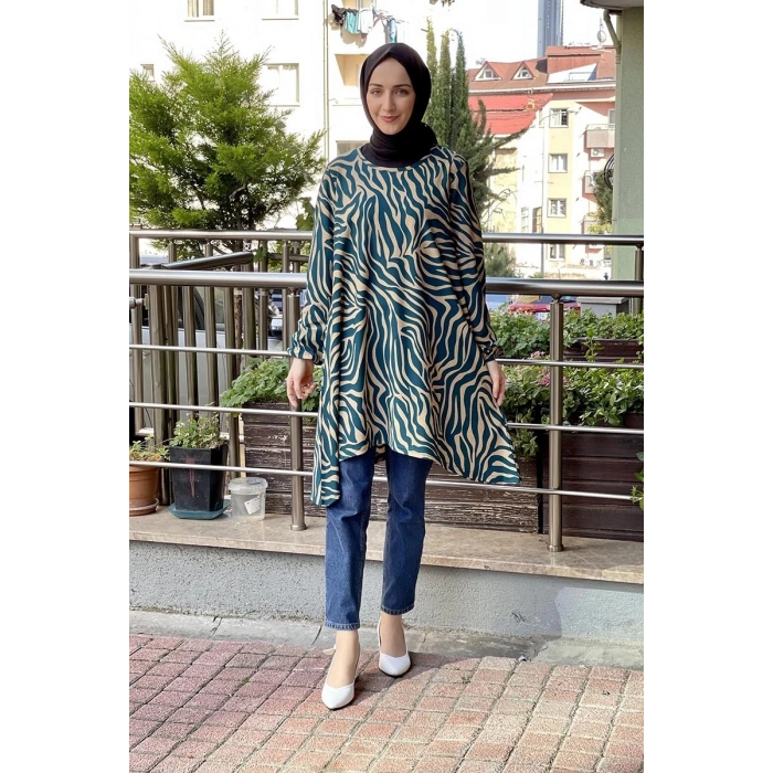 Moda Çizgi Desenli Tunik