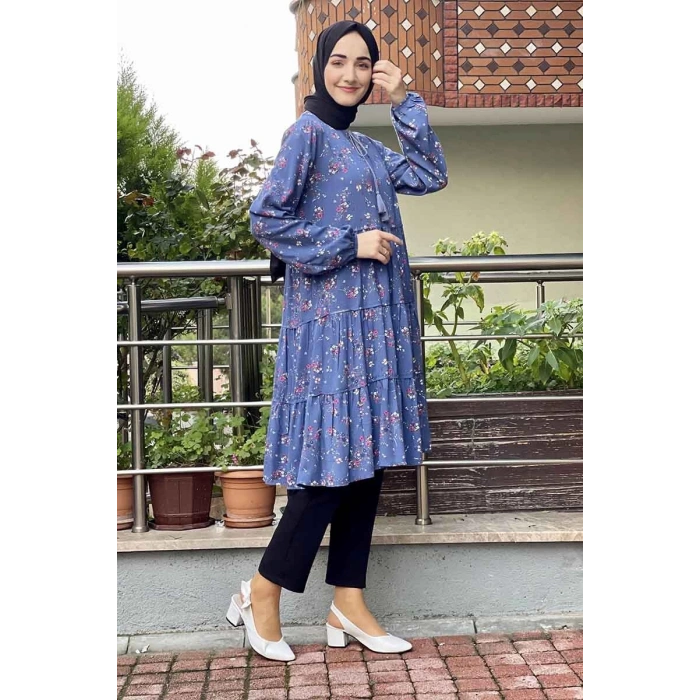 Moda Çizgi Desenli Tunik