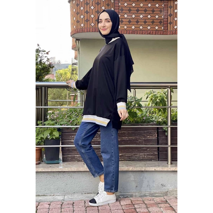 Moda Çizgi Desenli Tunik