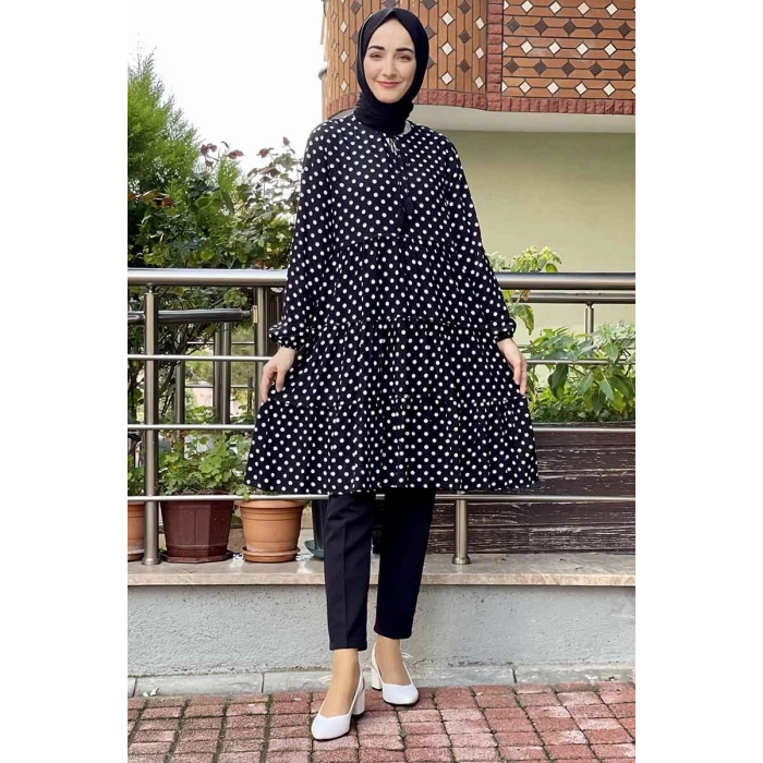 Moda Çizgi Desenli Tunik