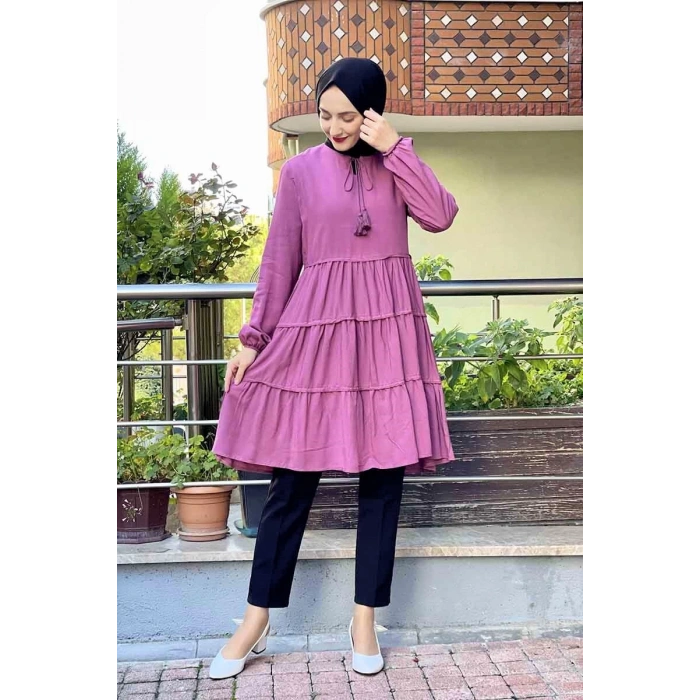 Moda Çizgi Desenli Tunik