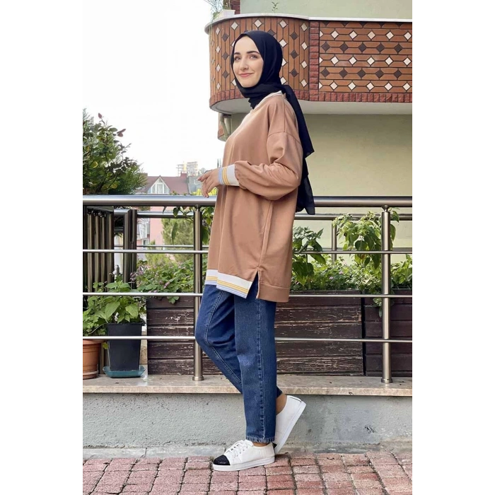 Moda Çizgi Desenli Tunik