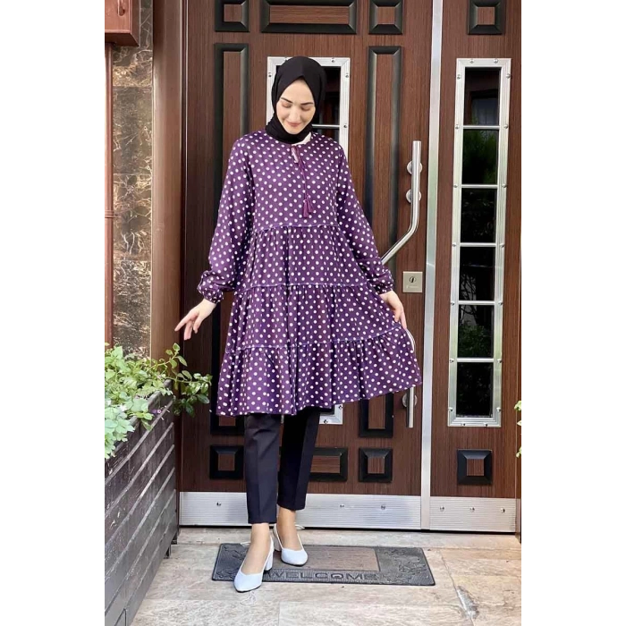 Moda Çizgi Desenli Tunik