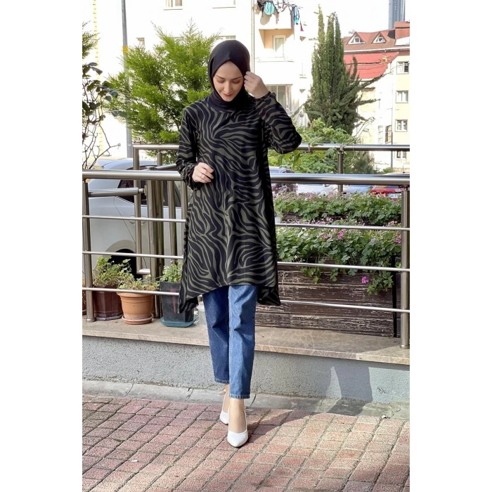 Moda Çizgi Desenli Tunik