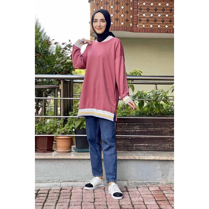 Moda Çizgi Desenli Tunik