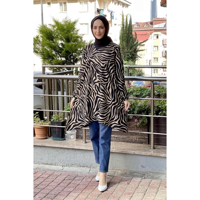 Moda Çizgi Desenli Tunik
