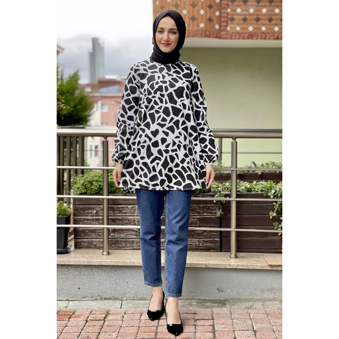 Moda Çizgi Desenli Tunik